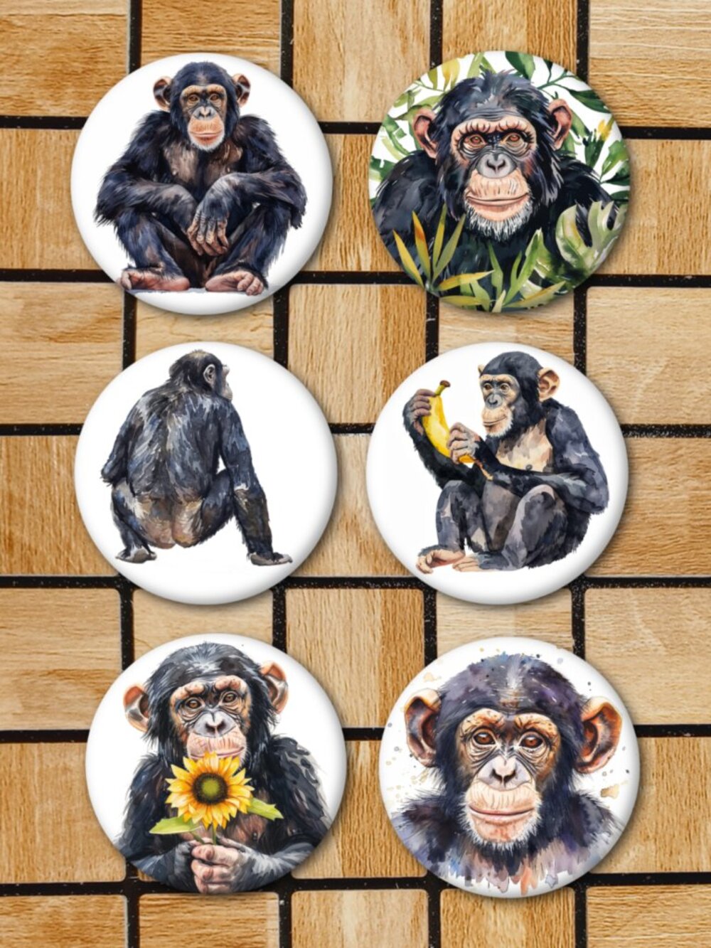 Chimpanzee Fridge Magnets Set Of 6 Metal Magnets Home Office Kitchen School